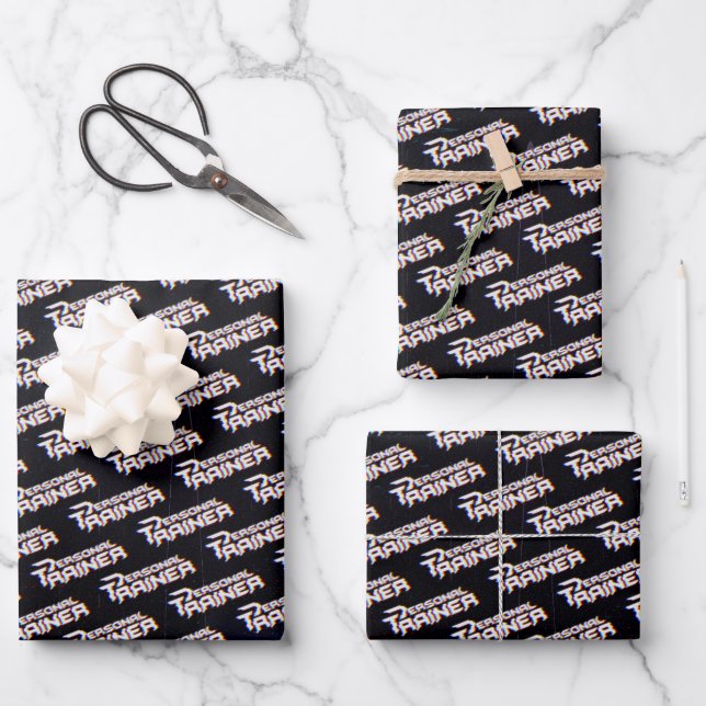 Personal Trainer Gym Fitness Personalized Wrapping Paper Sheets (Front)
