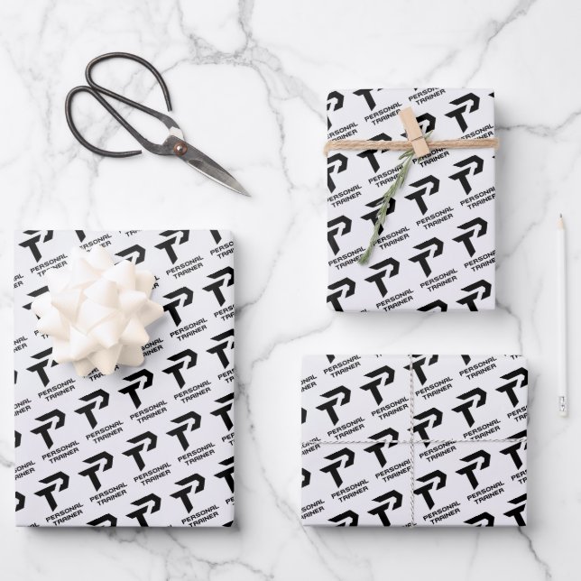 Personal Trainer Gym Fitness Personalized Wrapping Paper Sheets (Front)