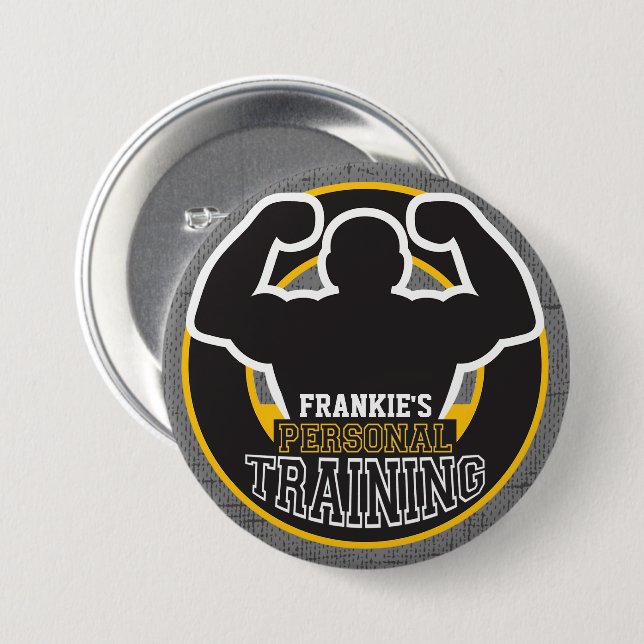 Personal Trainer GYM Power Training Fitness Custom Button (Front & Back)
