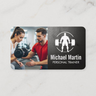Personal Trainer Helping Client Lift Weights Business Card