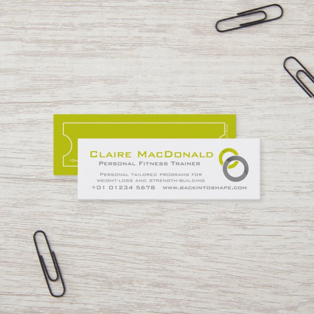 Personal Trainer lime grey business promotion card (Front/Back In Situ)