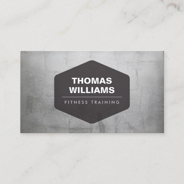 Personal Trainer Logo on Faux Silver Business Card (Front)