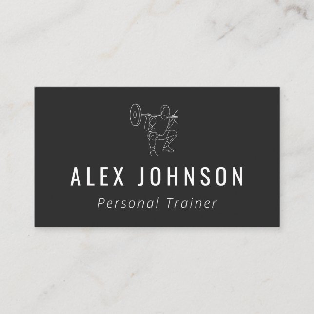 Personal Trainer Man Doing Squats Modern Sports    Business Card (Front)