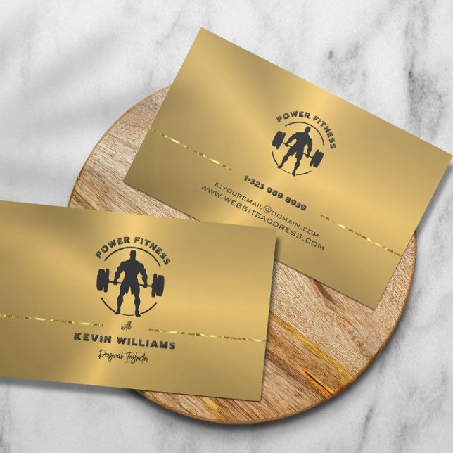 Personal Trainer Metallic Gold Personalized Text Business Card (Creator Uploaded)