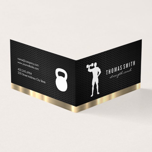 Personal Trainer Metallic Gold Trim Business Card (Outside)