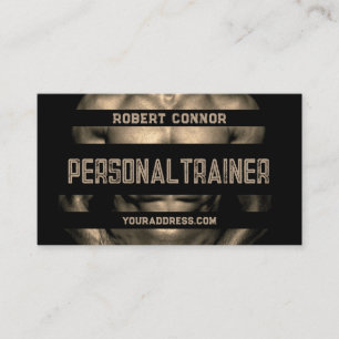 Personal Trainer Muscular Man Body Black Card