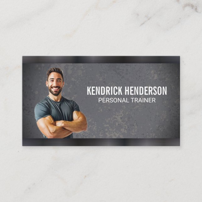 Personal Trainer | Muscular Man Smiling Business Card (Front)