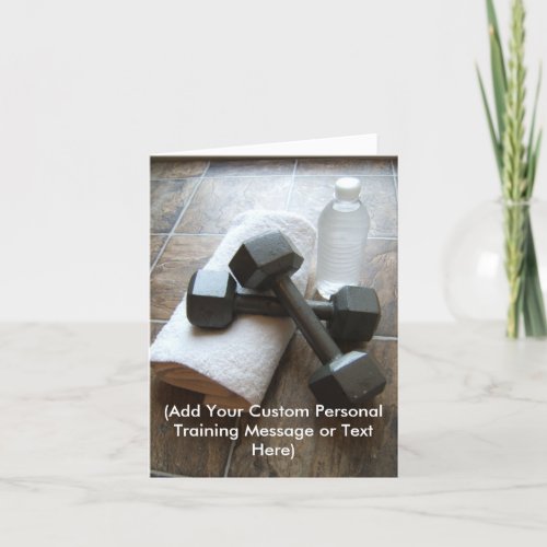 Personal Trainer or Fitness Dumbells Towel  Water Card