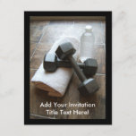 Personal Trainer or Fitness Dumbells Towel & Water Invitation