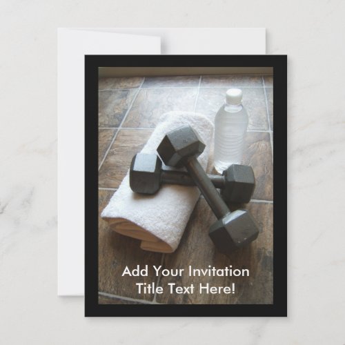 Personal Trainer or Fitness Dumbells Towel  Water Invitation