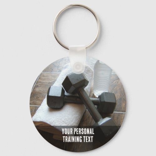 Personal Trainer or Fitness Dumbells Towel  Water Keychain