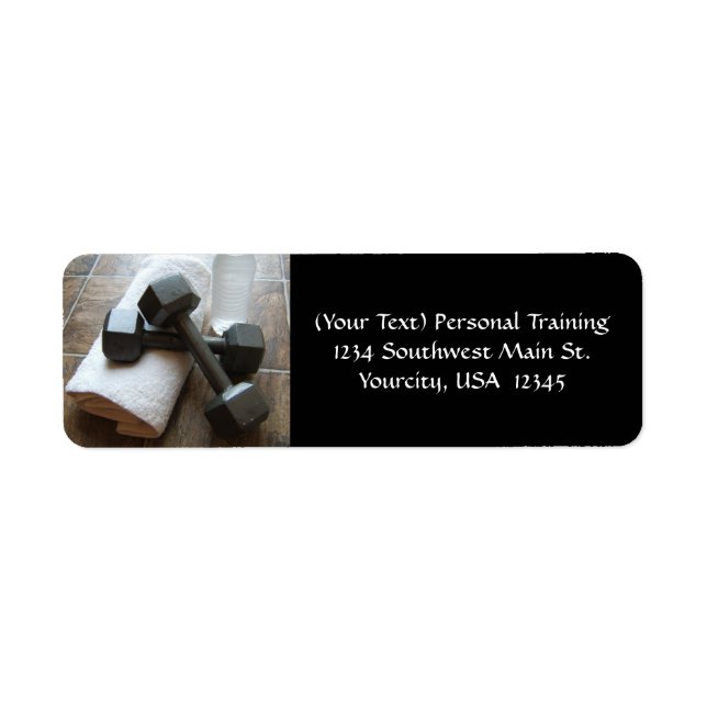 Personal Trainer or Fitness Dumbells Towel & Water Label (Front)