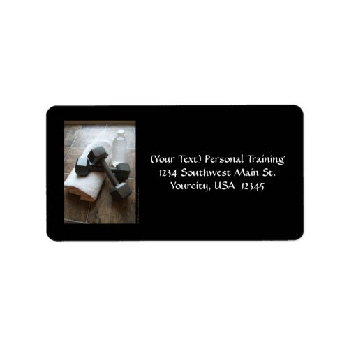 Personal Trainer or Fitness Dumbells Towel  Water Label