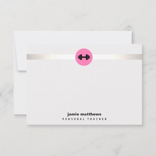 Personal Trainer Pink Dumbbell Logo Fitness Note Card