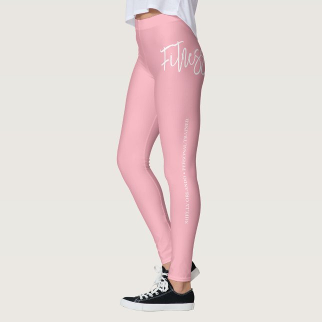 Personal Trainer | Pink & White Personalized Leggings (Left)