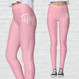 Personal Trainer Pink & White Personalized Leggings