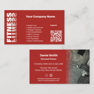 Personal Trainer Red Business Card With Photo