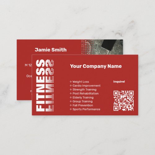 Personal Trainer Red Business Card With Photo