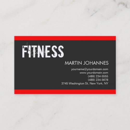 Personal Trainer Red Dark Gray Business Card