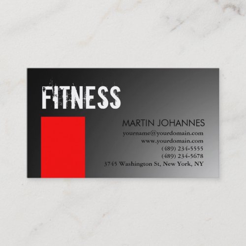 Personal Trainer Red Gray Business Card