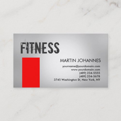 Personal Trainer Red Gray Business Card