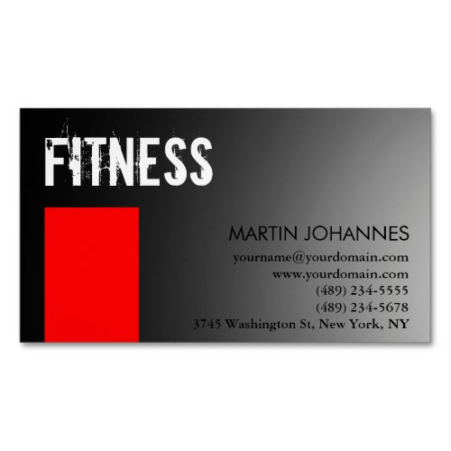 Personal Trainer Red Gray Magnetic Business Card