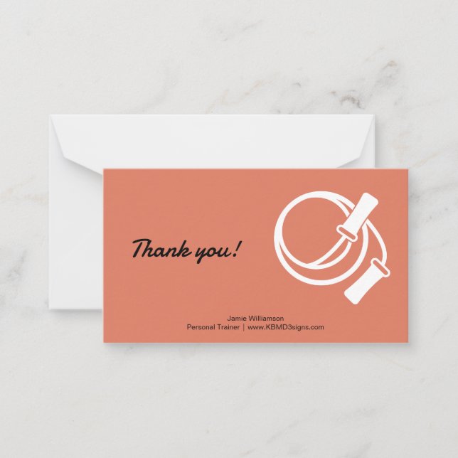 Personal Trainer Skipping Rope Landscape Thank You Note Card (Front)