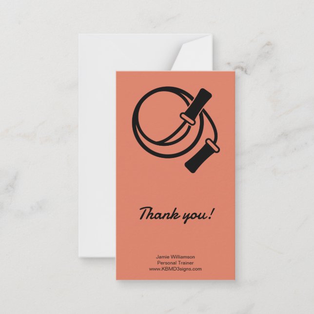 Personal Trainer Skipping Rope Portrait Thank You Note Card (Front)