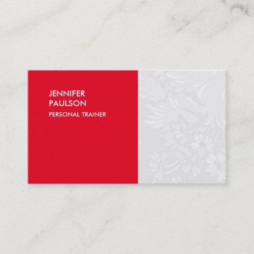 Personal Trainer Special Red Floral Damask Business Card
