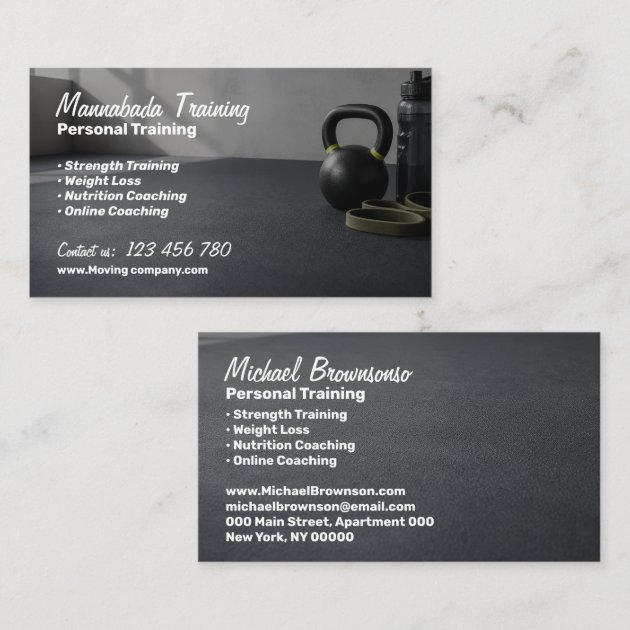 Personal Trainer Strength Weight Loss Coaching Business Card