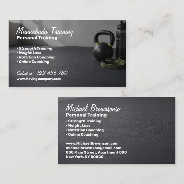 Personal Trainer Strength Weight Loss Coaching Business Card (Front/Back)