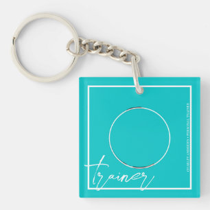 Personal Trainer Teal Themed QR Code Keychain