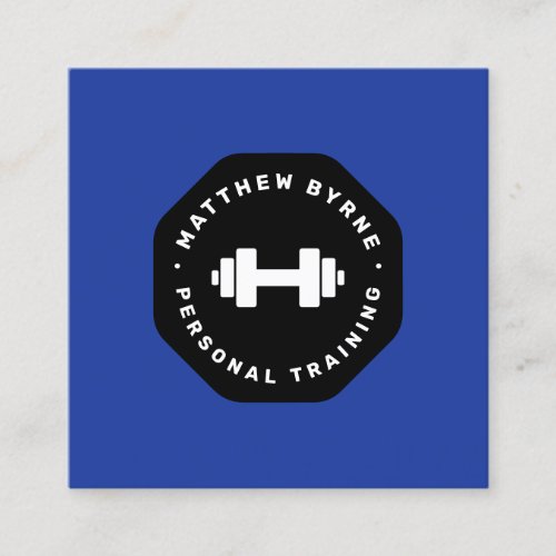  Personal Trainer Training Blue Emblem   Square Business Card