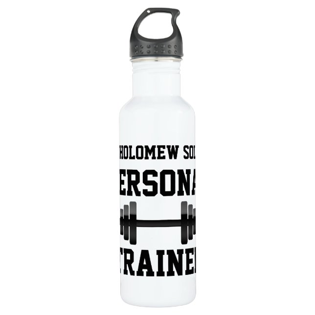Personal Trainer Water Bottle, Personalized Name Water Bottle (Front)