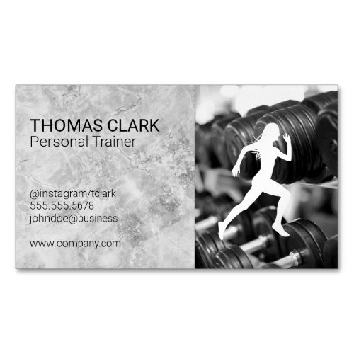 Personal Trainer  Weights  Runner Business Card Magnet