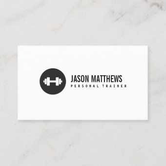 Personal Trainer White Dumbbell Logo Fitness Business Card 