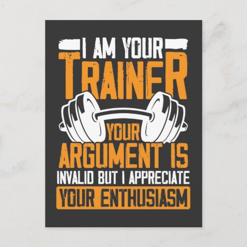 Personal Trainer Workout Quote Funny Weightlifting Postcard