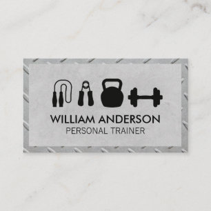 Personal Training Equipment Metal Border Business Card
