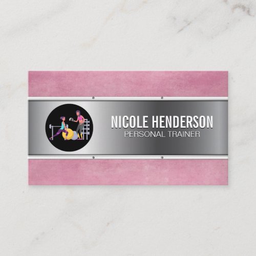 Personal Training Session  Metal Pink Grunge Business Card