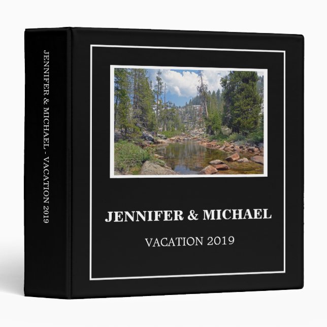 Personal travel holiday custom black photo album 3 ring binder (Front/Spine)