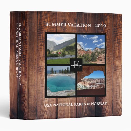 Personal travel holiday photo collage photo album 3 ring binder