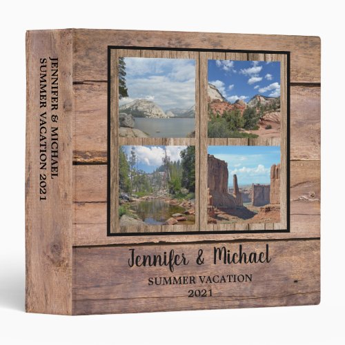 Personal travel holiday rustic wood photo album 3  3 ring binder