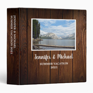 Personal travel holiday rustic wood photo album 3 ring binder
