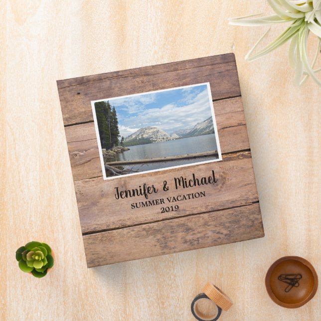 Personal travel holiday rustic wood photo album 3 ring binder (In Situ)