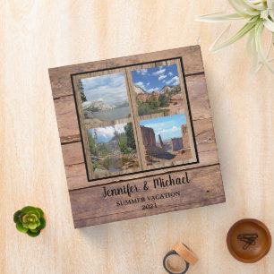 Personal travel holiday rustic wood photo album 3  ring binder