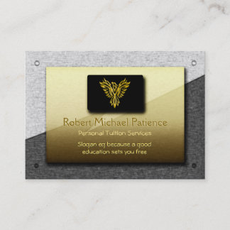 Personal Tutor - gold on steel Business Card
