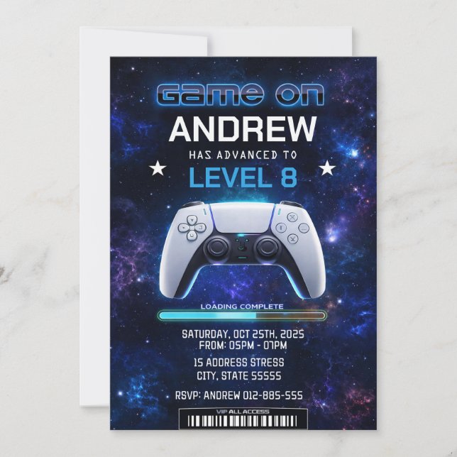 Personal Video Gamer birthday invitation (Front)