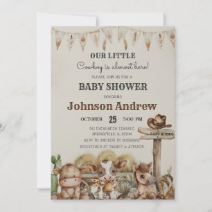 Personal Vintage A Little Cowboy Baby Shower Invitation