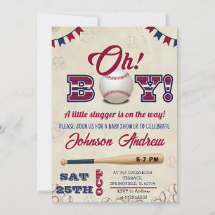 Personal Vintage Baseball Baby Shower All Star Invitation