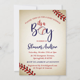 Personal Vintage Baseball Baby Shower Bundle Invitation